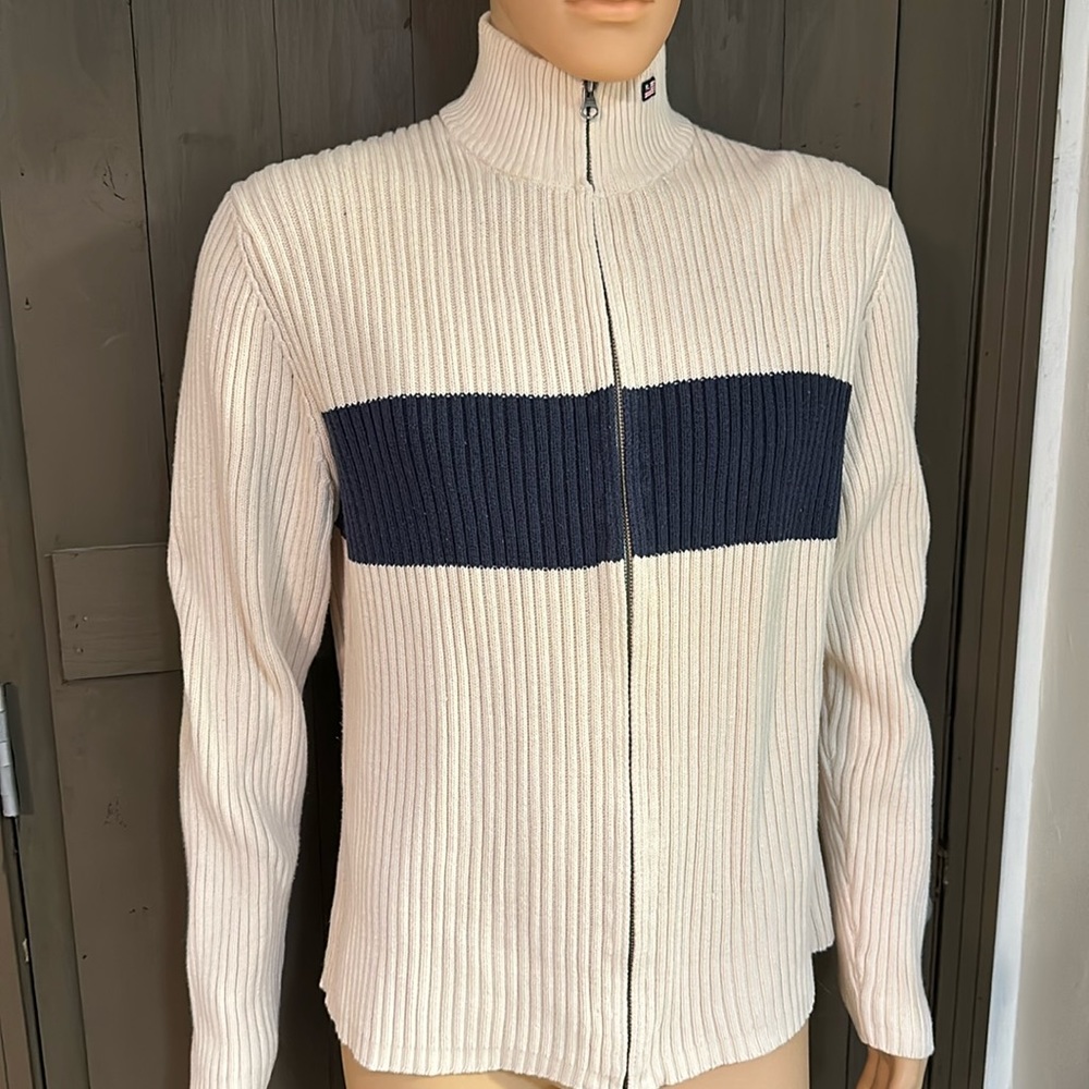 Ralph Lauren vintage full frontal zip to mock neck long sleeve ribbed sweater